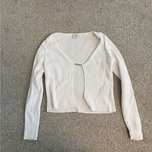 A&F White Ribbed cardigan